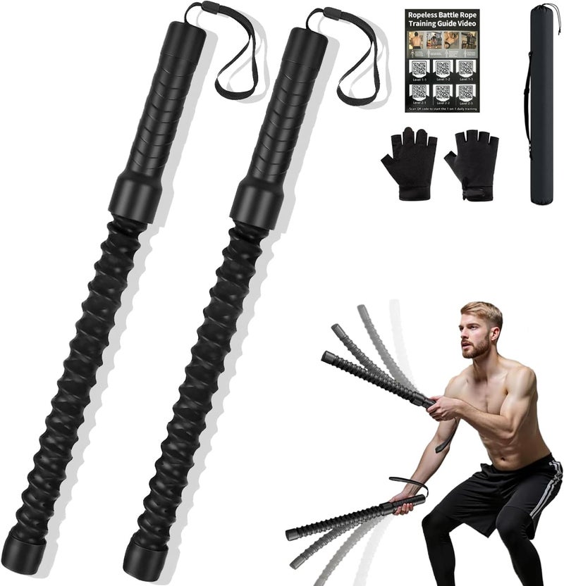 lovivid Ropeless Battle Ropes for HIIT Workouts, Cardio & Muscle Training, Low-Impact Cardio Training, Portable Cordless Home Gym Equipment for Men & Women with Non-Slip Gloves - Image 1